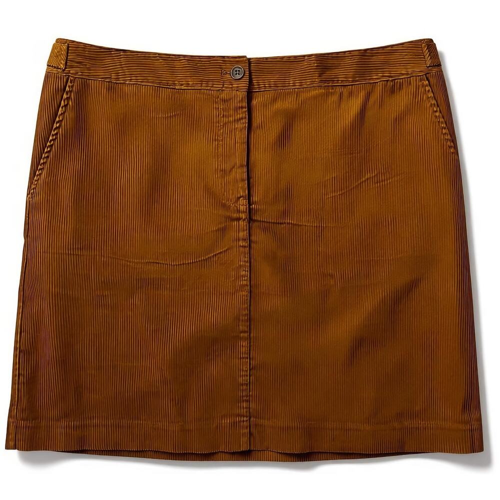 Talbots Corduroy A Line Skirt Size 18 Camel Brown Knee Length Preppy Pocket - Picture 2 of 10